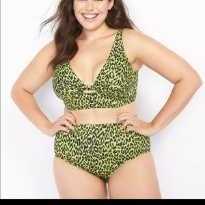 *Price firm* Cacique Swim/Lane Bryant leopard-print swim bottoms, size 18